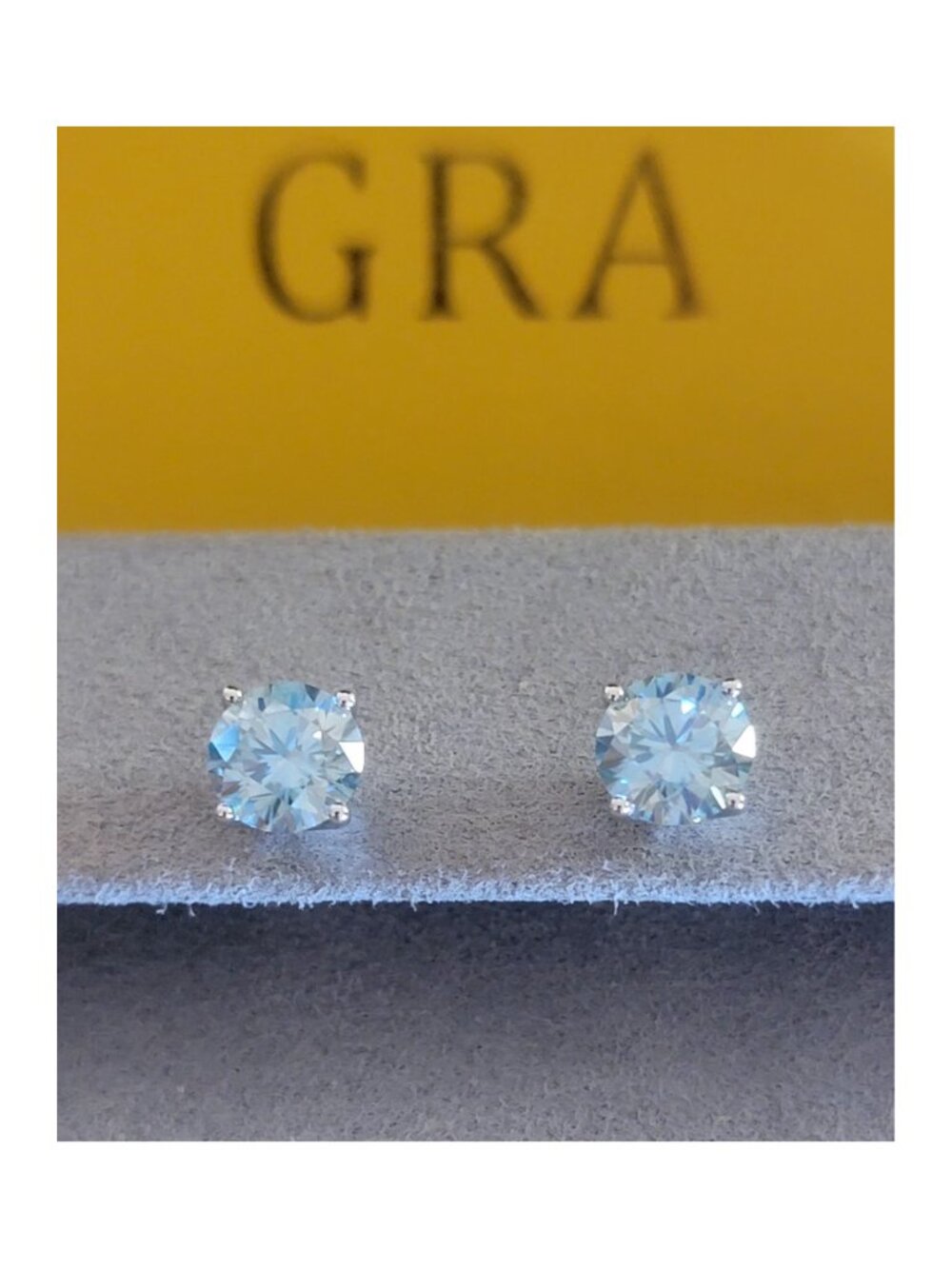2.0ct Paraiba Blue Moissanite Stud Earrings 925 Sterling Silver 6.5mm NWT